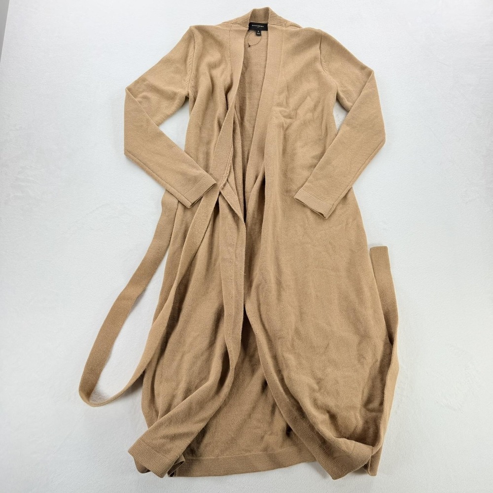 Banana Republic Cardigan Sweater Womens Small Beige Belted Open Front Longline